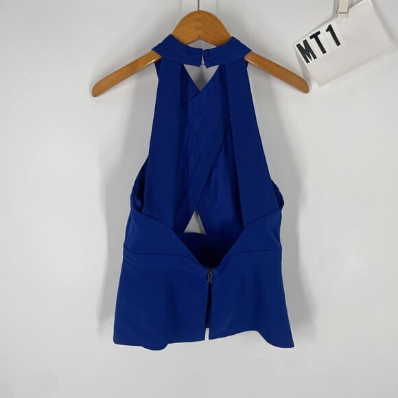 BCBGMaxazria blue halter top open back sz S - Picture 4 of 14
